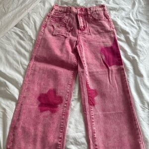 SHEIN Pink Star Pattern Kids Jeans